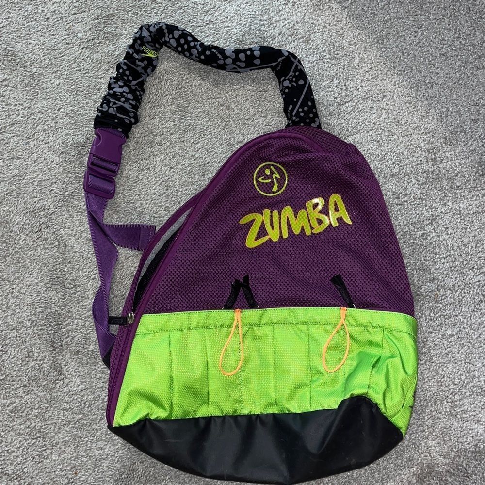 ZUMBA Fitness Green Purple triangle shape Carry Shoulder Multi Color Backpack